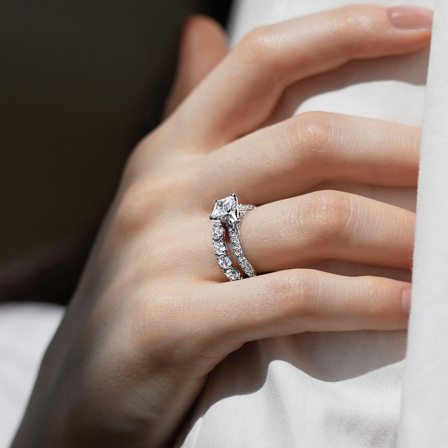 Обручальное кольцо из платины с дорожкой бриллиантов ПК-045-04 Platinum Lab фото 3