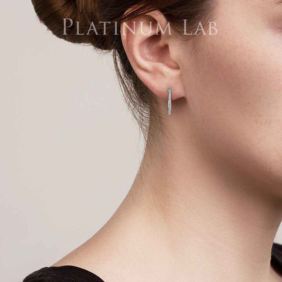 Женские серьги из платины с бриллиантами на модели ПС-022-00 Platinum Lab фото 4