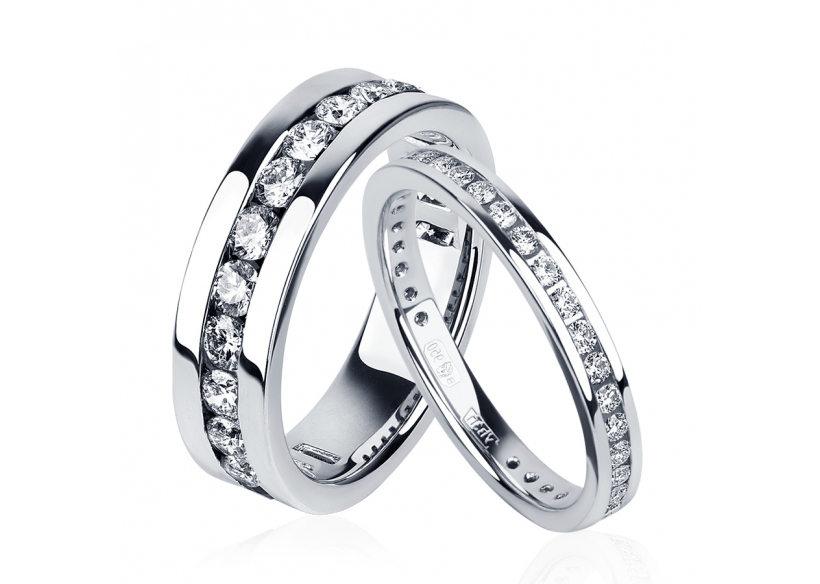 Парные обручальные кольца с бриллиантами из платины ПК-021-01, ПК-021-05 Platinum Lab фото