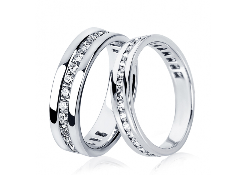 Парные обручальные кольца с бриллиантами из платины ПК-021-03, ПК-021-04 Platinum Lab фото