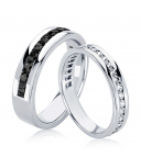 Белое обручальное кольцо с черными бриллиантами из платины ПК-021Ч-02 Platinum Lab фото 1