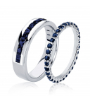 Широкое обручальное кольцо с сапфирами из платины ПК-021С-02 Platinum Lab фото 1