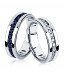 Белое обручальное кольцо с сапфирами из платины ПК-021С-03 Platinum Lab фото 1