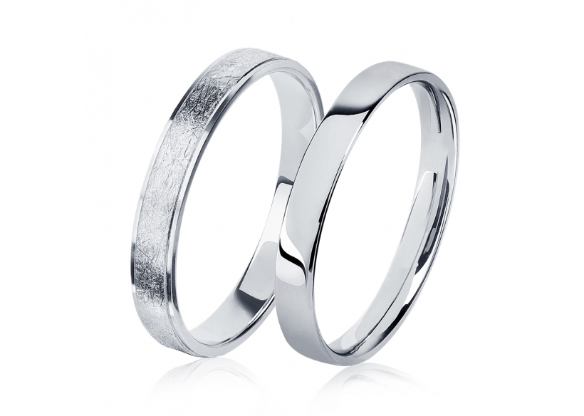 Ювелирные парные обручальные кольца из платины ПК-031-02-М1, ПК-113-00 Platinum Lab фото