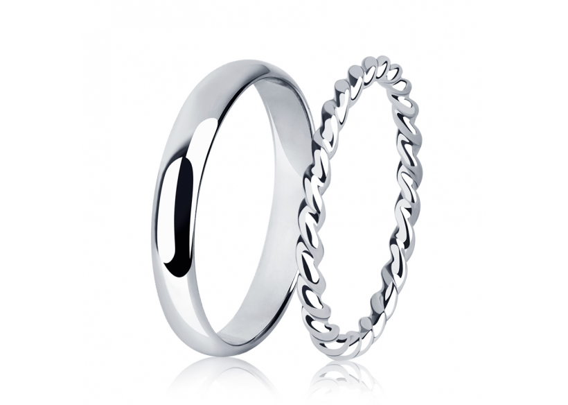 Красивые обручальные кольца парные из платины ПК-103-00, ПК-133-00 Platinum Lab фото