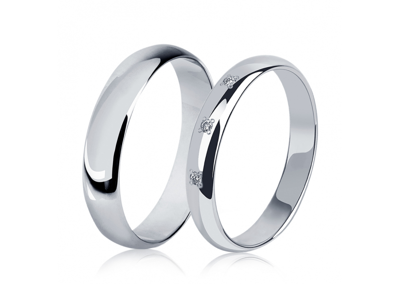Обручальные кольца парные классические из платины ПК-104-00, ПК-103-03 Platinum Lab фото