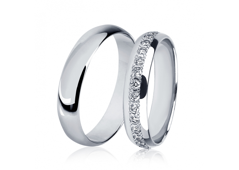 Парные белые обручальные кольца из платины ПК-104-00, ПК-104-35 PlatinumLab фото