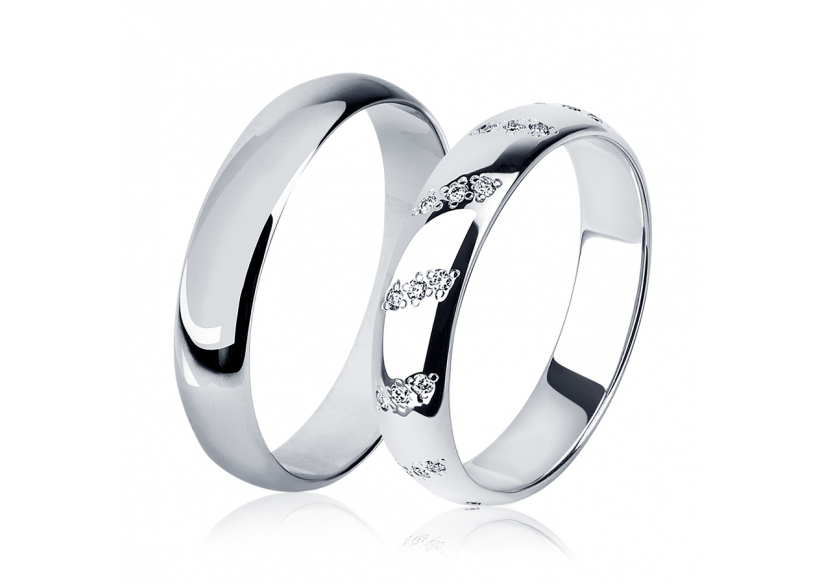 Свадебные кольца парные из платины ПК-104-00, ПК-104-36 Платинум Лаб фото
