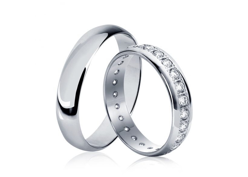 Красивые обручальные кольца из платины ПК-104-00, ПК-104-40 Platinum Lab фото