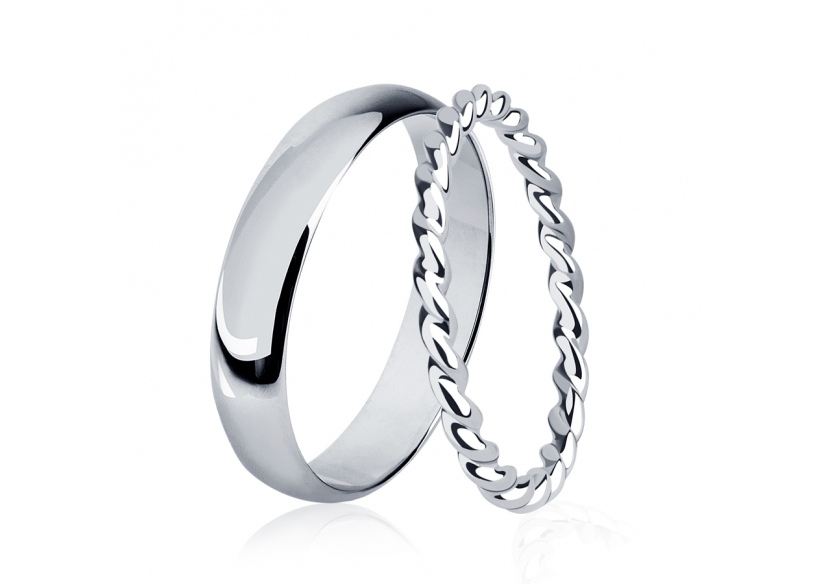 Парные обручальные кольца без камней из платины ПК-104-00, ПК-133-00 Platinum Lab фото