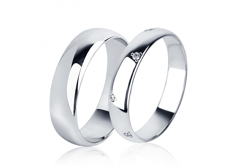 Парные обручальные кольца из платины ПК-105-00, ПК-104-08 Platinum Lab фото