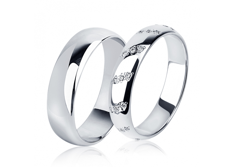 Свадебные кольца из платины парные из платины ПК-105-00, ПК-104-36 Platinum Lab фото