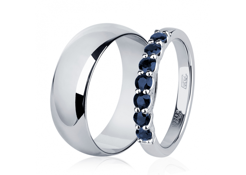 Парные обручальные кольца из платины ПК-107-00, ПК-044С-05 Platinum Lab фото