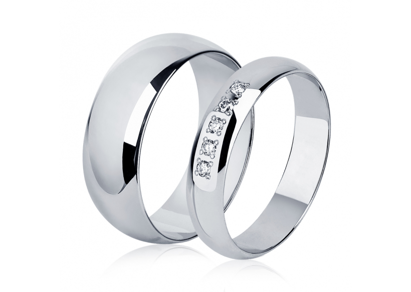 Свадебные кольца пара из платины ПК-107-00, ПК-104-05 Platinum Lab фото