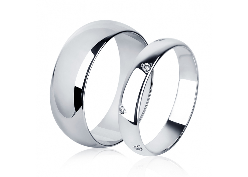 Парные кольца на свадьбу из платины ПК-107-00, ПК-104-08 Platinum Lab фото