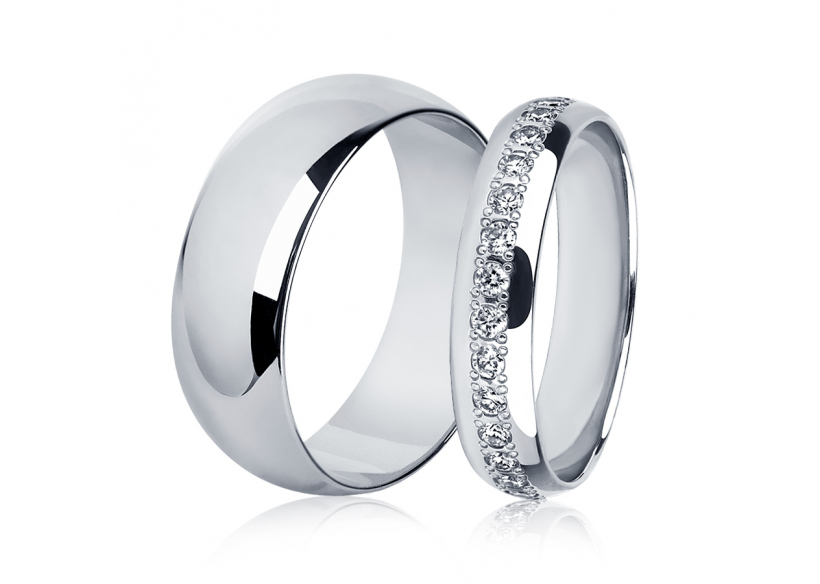 Парные обручальные кольца с бриллиантами из платины ПК-107-00, ПК-104-35 Platinum Lab фото