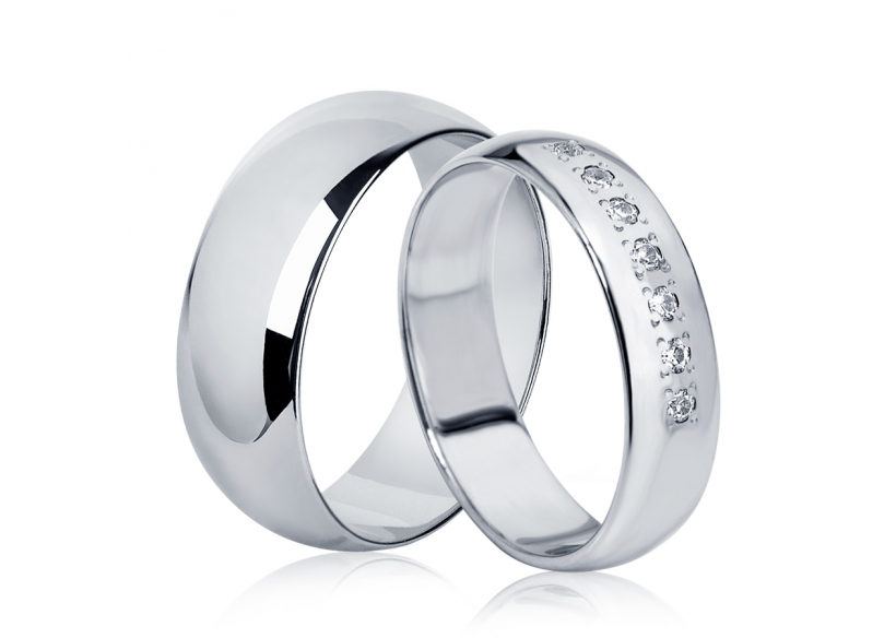 Парные обручальные кольца из платины ПК-107-00, ПК-105-07 Platinum Lab фото