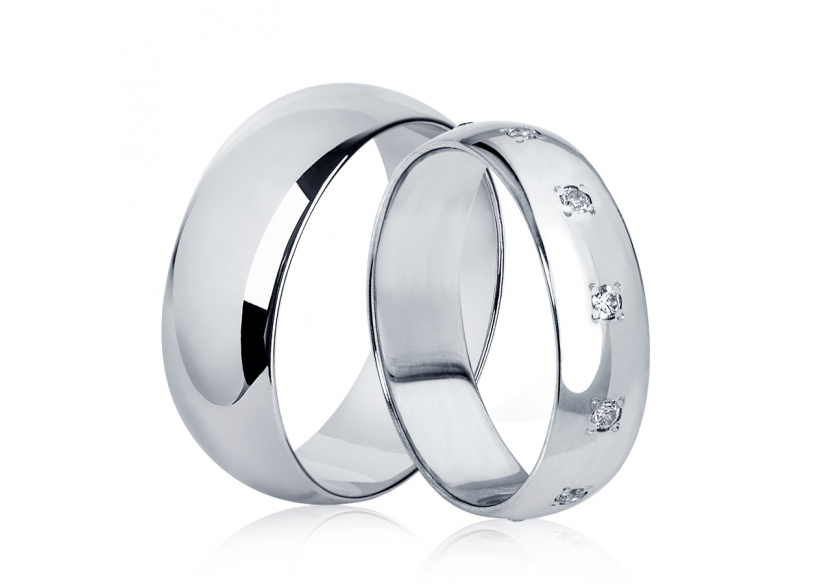 Обручальные кольца широкие парные из платины ПК-107-00, ПК-105-11 Platinum Lab фото