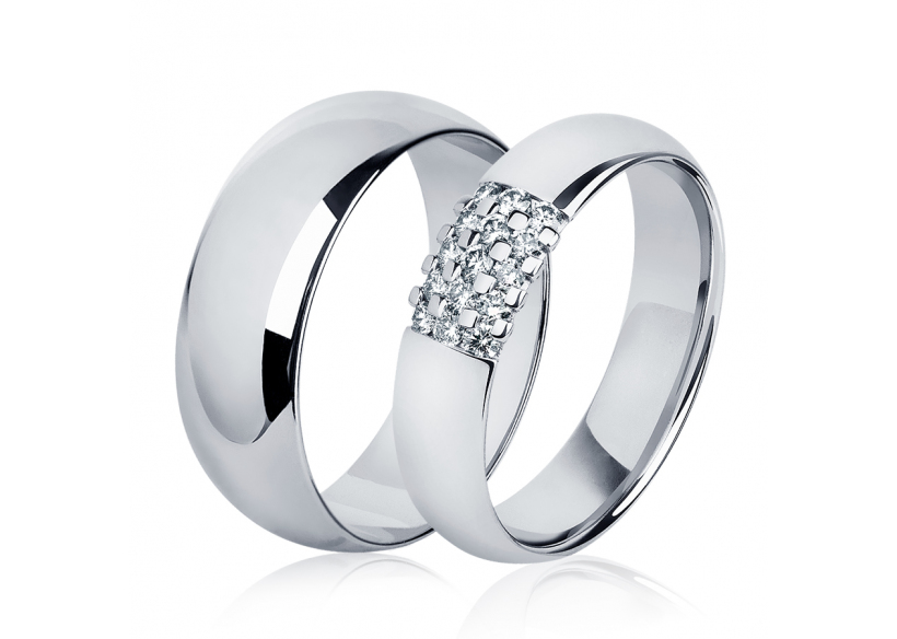 Свадебные кольца парные из платины ПК-107-00, ПК-118-15 Platinum Lab фото