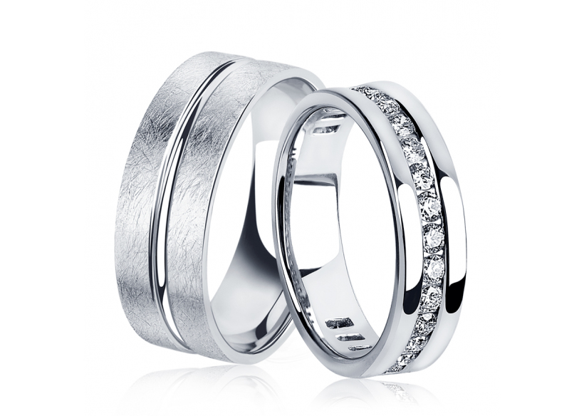 Парные обручальные кольца из платины ПК-108-00-ТМ1, ПК-021-03 Platinum Lab фото