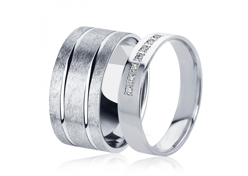 Обручальные кольца парные из платины ПК-109-00-ТМ1, ПК-110-07 Platinum Lab фото