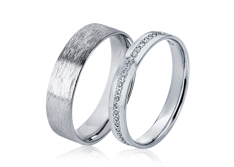 Свадебные кольца пара из платины ПК-110-00-М2, ПК-114-35 Platinum Lab фото