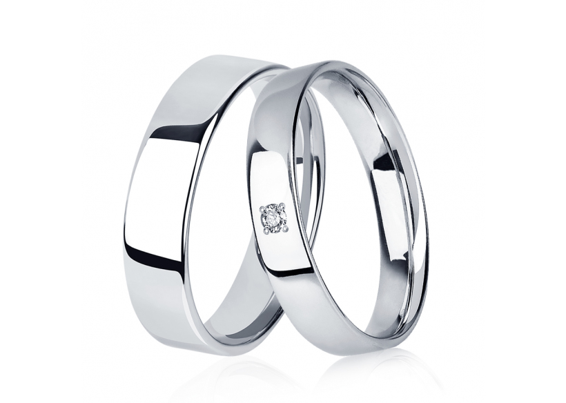 Ювелирные парные обручальные кольца из платины ПК-110-00, ПК-114-01 Platinum Lab фото