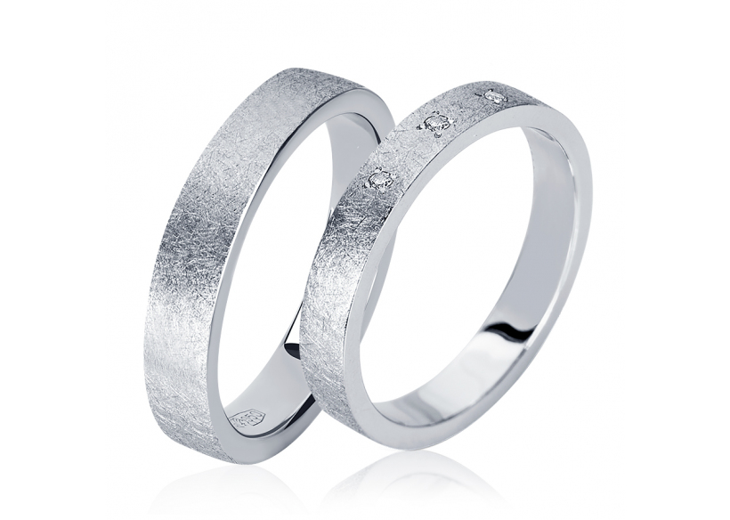 Красивые обручальные кольца парные из платины ПК-111-00-М1, ПК-111-03-М1 Platinum Lab фото