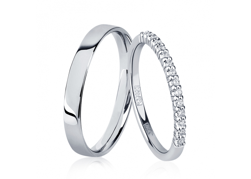 Парные белые обручальные кольца из платины ПК-113-00, ПК-044-01 PlatinumLab фото