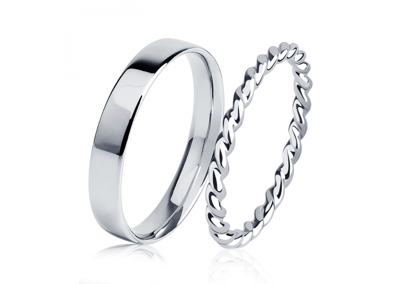 Красивые парные обручальные кольца из платины ПК-114-00, ПК-133-00 Platinum Lab фото