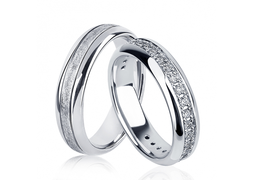 Парные обручальные кольца из платины ПК-116-00-М1, ПК-116-25 Platinum Lab фото
