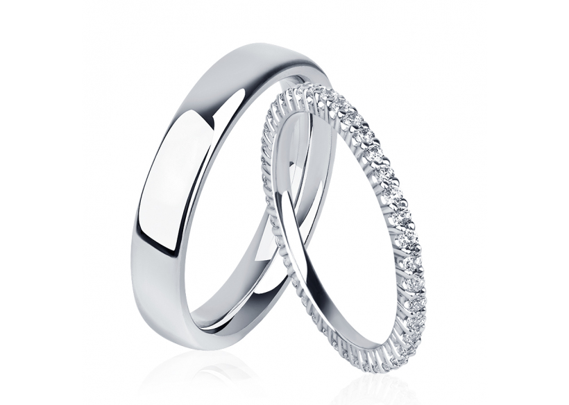 Красивые обручальные кольца парные из платины ПК-117-00, ПК-022-00 PlatinumLab фото