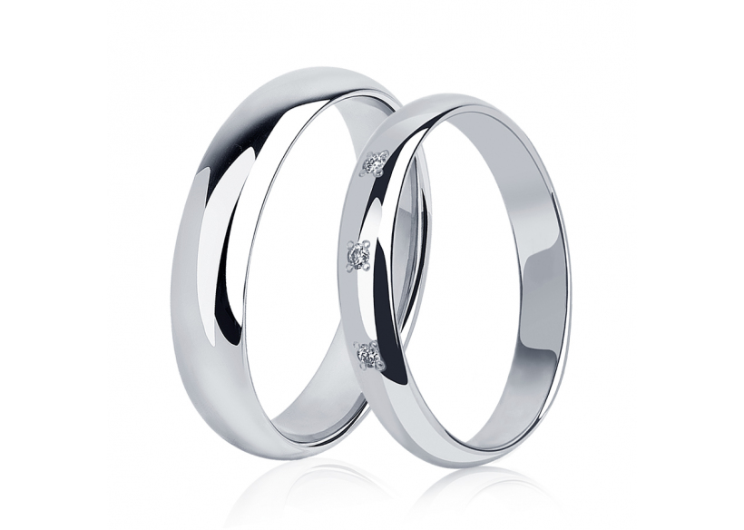 Парные свадебные кольца из платины ПК-118-00, ПК-103-03 Platinum Lab фото