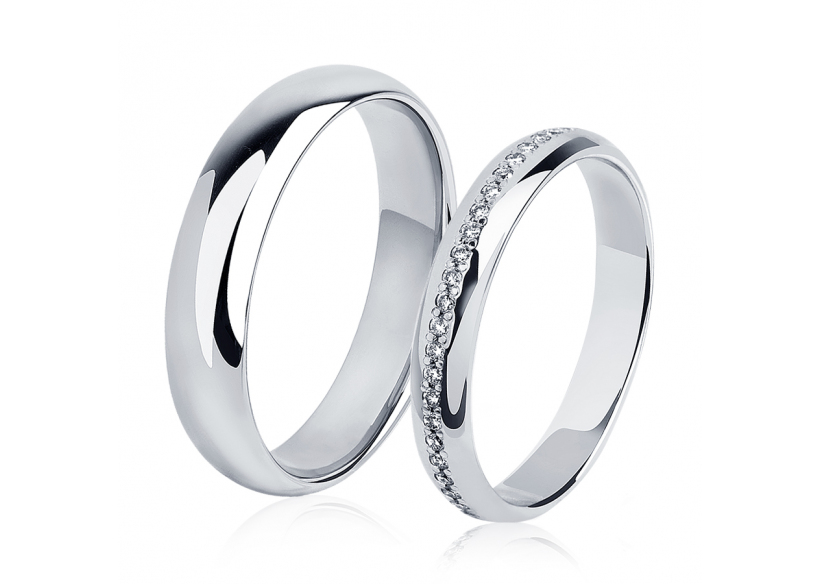 Классические обручальные кольца пара из платины ПК-118-00, ПК-103-35 Platinum Lab фото