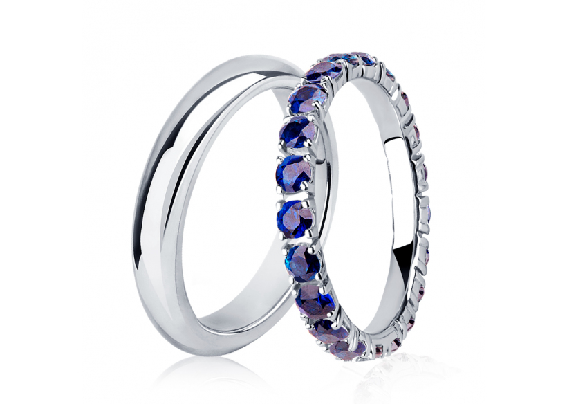 Красивые обручальные кольца парные из платины ПК-120-00, ПК-045С-03 Platinum Lab фото