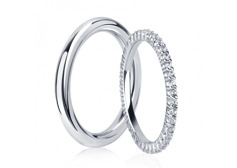 Парные белые обручальные кольца из платины ПК-121-00, ПК-022-00 Platinum Lab фото