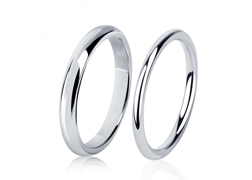 Парные гладкие обручальные кольца из платины ПК-123-00, ПК-121-02 Platinum Lab фото