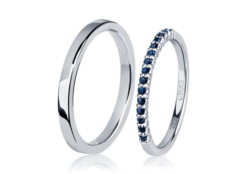 Ювелирные парные обручальные кольца из платины ПК-125-00, ПК-044С-01 PlatinumLab фото