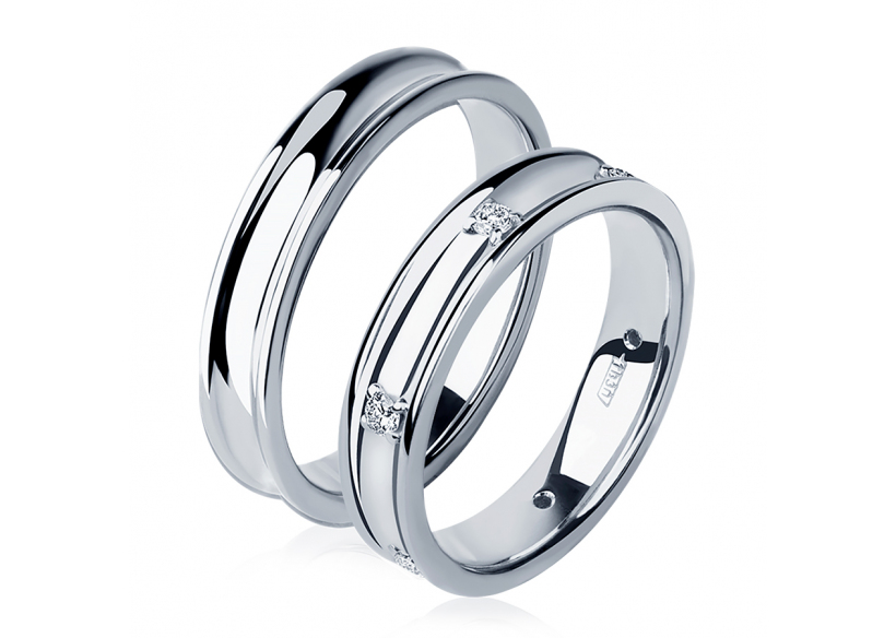 Парные обручальные кольца из платины ПК-127-00, ПК-127-01 Platinum Lab фото