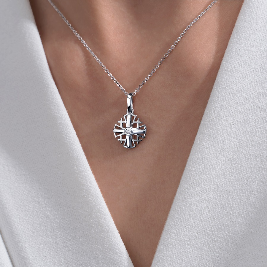 Иерусалимский крест из платины с бриллиантом ПП-026-01 Platinum Lab фото 3