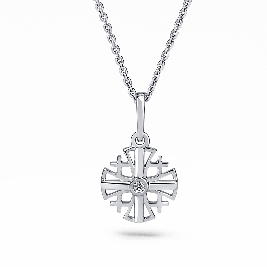Иерусалимский крест из платины с одним бриллиантом ПП-026-01 PlatinumLab фото 4