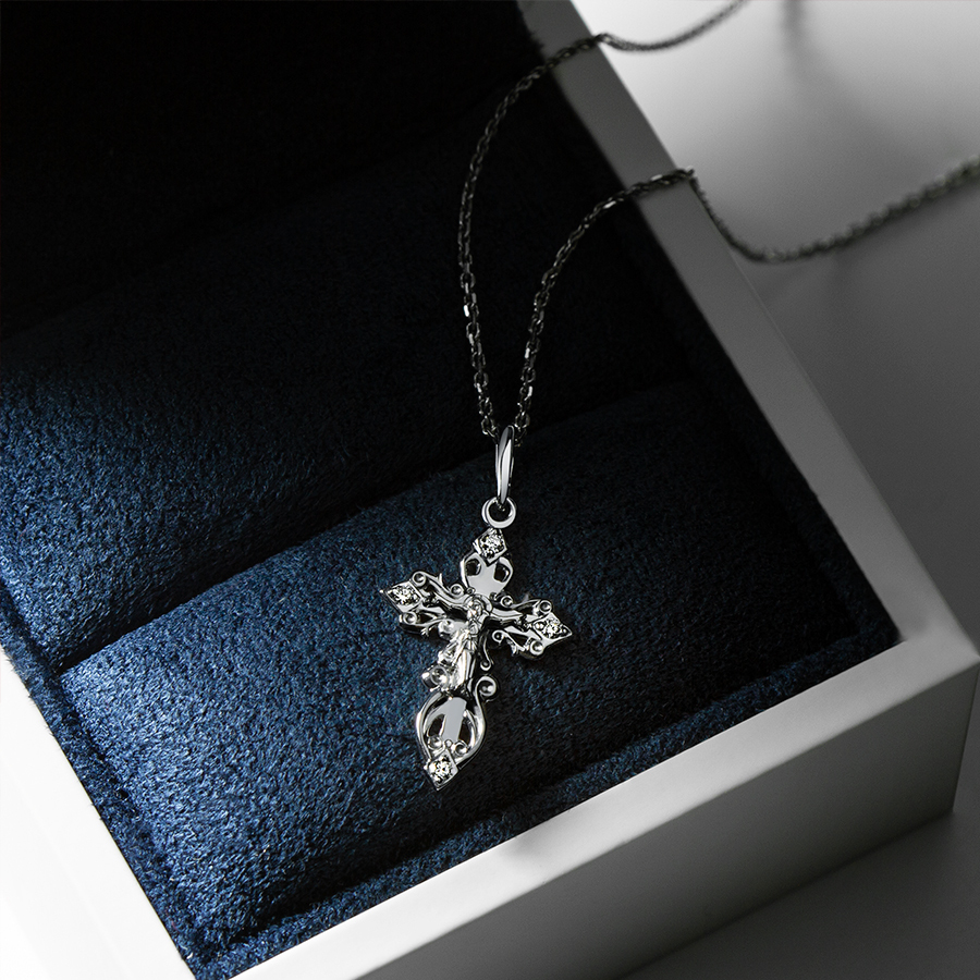 Женский крест из платины с бриллиантами ПП-045-01 Платиновая Лаборатория фото 5