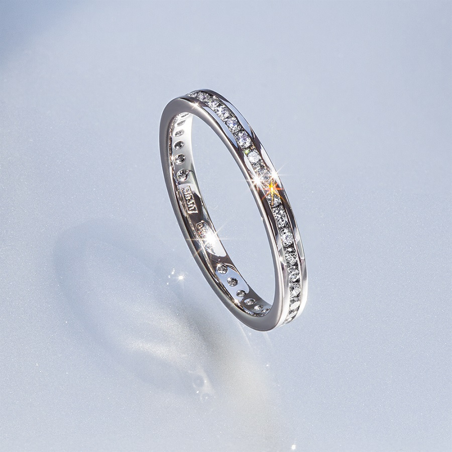 Обручальное кольцо из платины с дорожкой бриллиантов ПК-021-05 Platinum Lab фото 4