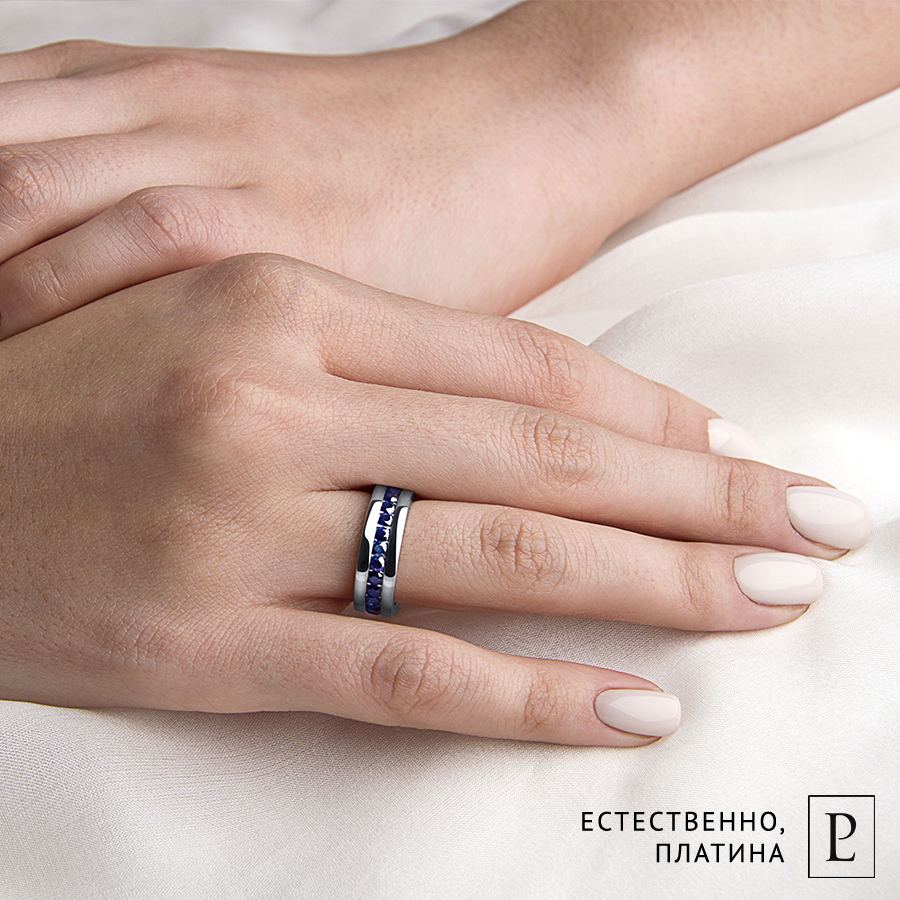 Женское обручальное кольцо с сапфирами ПК-021С-01 Platinum Lab фото 4