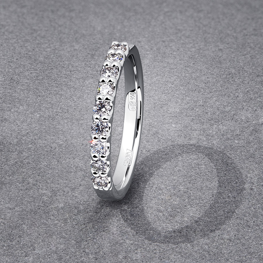 Обручальное кольцо из платины с 9 бриллиантами ПК-044-03 Platinum Lab фото 5