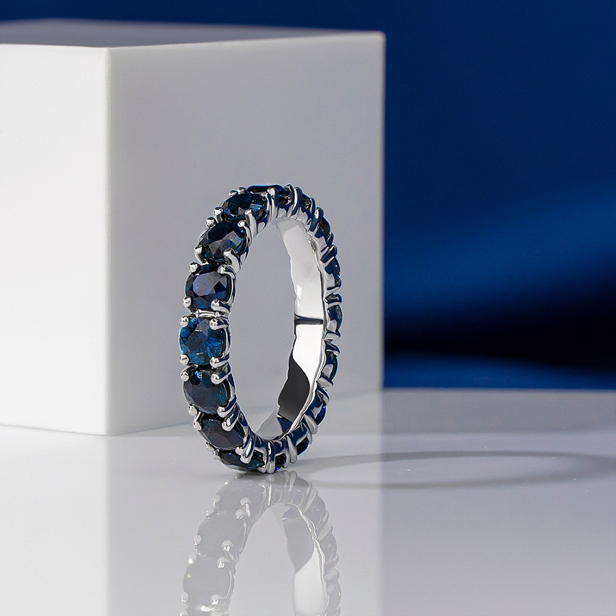 Обручальное кольцо из платины с дорожкой сапфиров ПК-045С-05 Platinum Lab фото 4