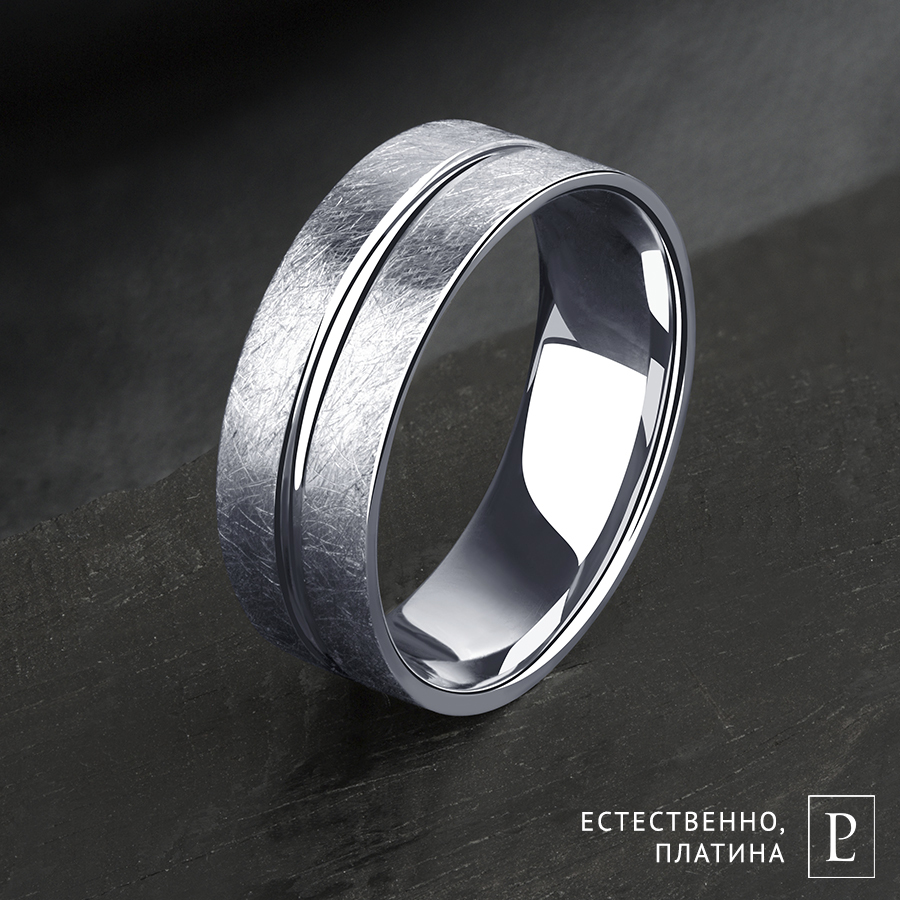 Мужское обручальное кольцо из платины ПК-108-00-ТМ1 Платинум Лаб фото 4