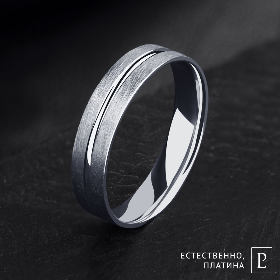 Мужское обручальное кольцо из платины ПК-110-00-ТМ2 Платинум Лаб фото 4
