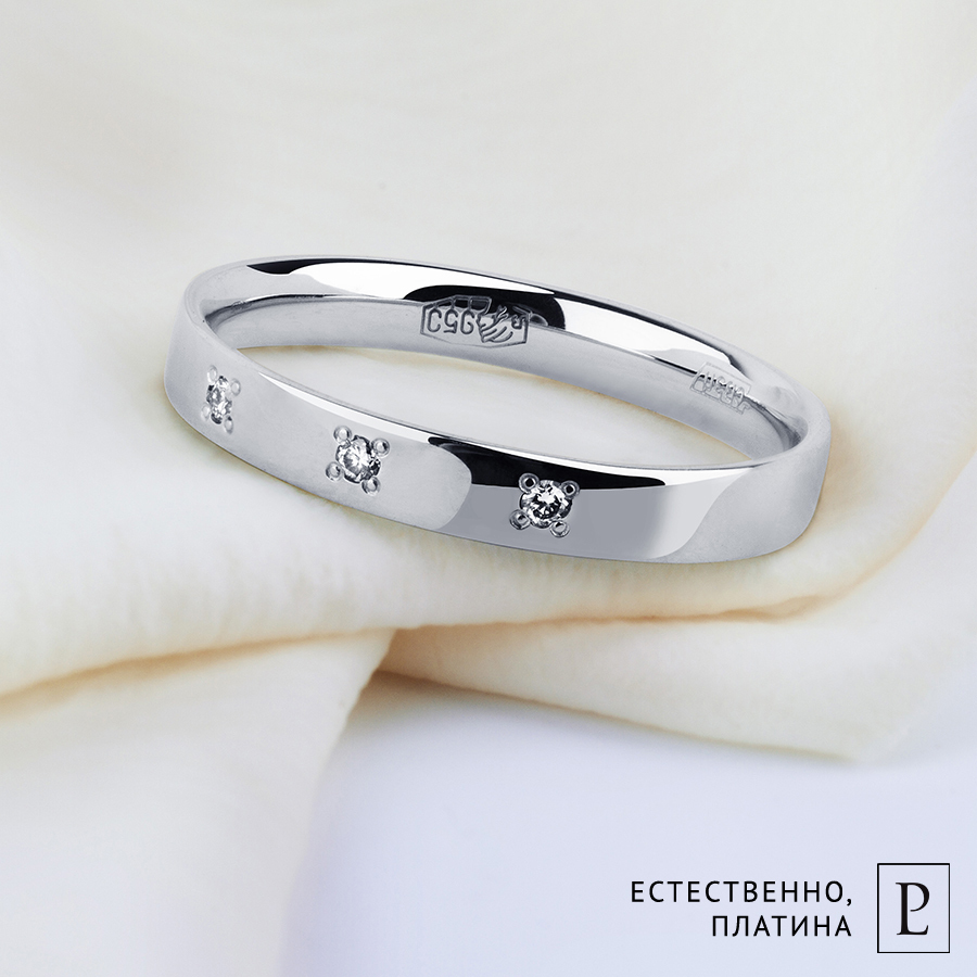 Женское обручальное кольцо из платины с бриллиантами ПК-113-03 Платиновая Лаборатория фото 5