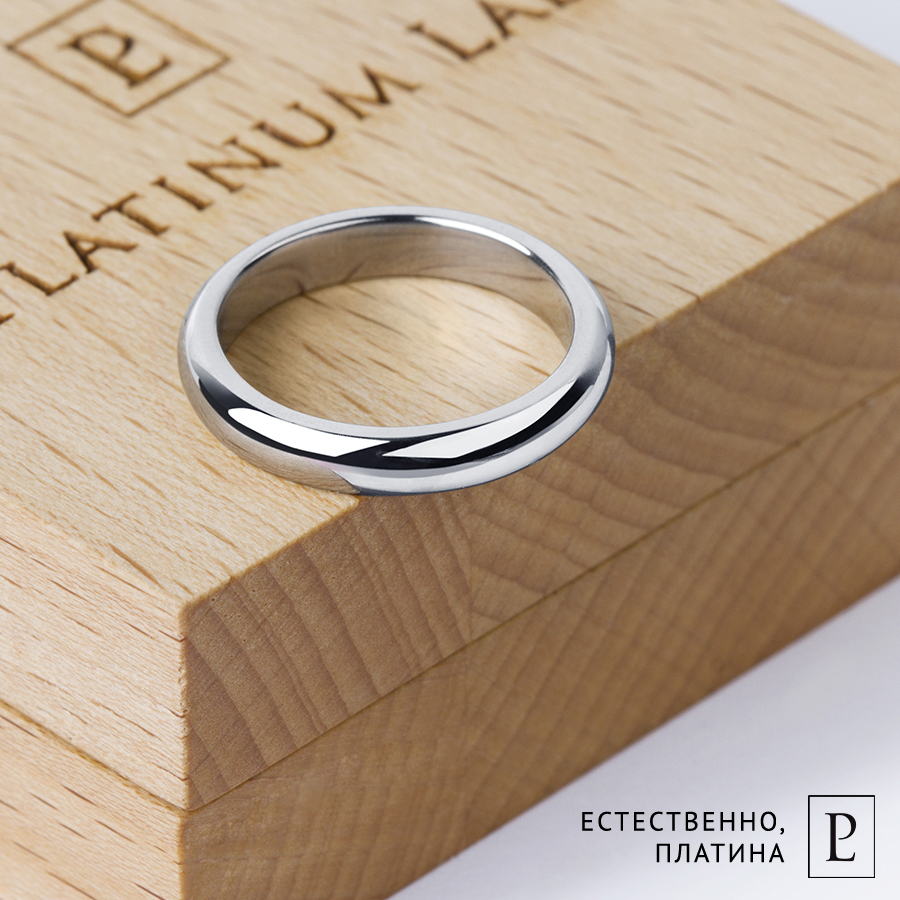 Белое обручальное кольцо из платины ПК-120-00 Platinum Lab фото 4